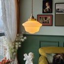 GobekUsa Cream Glass LED Pendant Brass Hanging Lamp for Kitchen Restaurant Living Room