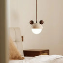 GobekUsa Cream Glass LED Pendant Lights Modern Wood Yellow Travertine Pendant Lamp