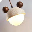 GobekUsa Cream Glass LED Pendant Lights Modern Wood Yellow Travertine Pendant Lamp