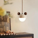 GobekUsa Cream Glass LED Pendant Lights Modern Wood Yellow Travertine Pendant Lamp