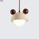 GobekUsa Cream Glass LED Pendant Lights Modern Wood Yellow Travertine Pendant Lamp