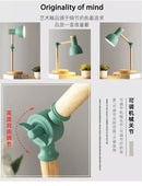 Nordic mint green wooden table lamp bedroom eye protection light by Decorbites