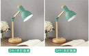 Nordic mint green wooden table lamp bedroom eye protection light by Decorbites