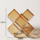 GobekUsa Cross Crystal Geometric Glass Sculpture Desk Decoration Frosted Square Statue