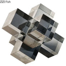 GobekUsa Cross Crystal Geometric Glass Sculpture Desk Decoration Frosted Square Statue