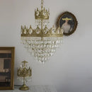 GobekUsa Crown Crystal Chandelier LED Pendant Light for Living Bedroom