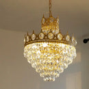 GobekUsa Crown Crystal Chandelier LED Pendant Light for Living Bedroom