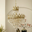 GobekUsa Crown Crystal Chandelier LED Pendant Light for Living Bedroom