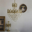 GobekUsa Crown Crystal Chandelier LED Pendant Light for Living Bedroom