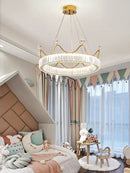 GobekUsa Crown Petal LED Crystal Chandelier - Luxury Nordic Design for Girls' Bedroom