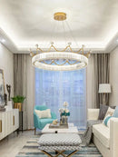 GobekUsa Crown Petal LED Crystal Chandelier - Luxury Nordic Design for Girls' Bedroom
