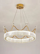 GobekUsa Crown Petal LED Crystal Chandelier - Luxury Nordic Design for Girls' Bedroom