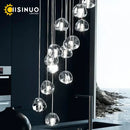 GobekUsa Crystal Ball Chandelier: Long Adjustable Staircase Pendant Light perfect for Home & Restaurant