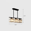 GobekUsa Crystal Block 3-Light Pendant - Linear Dining Room Island Lamp Fixture