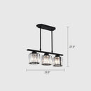 GobekUsa Crystal Block 3-Light Pendant - Linear Dining Room Island Lamp Fixture