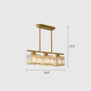 GobekUsa Crystal Block 3-Light Pendant - Linear Dining Room Island Lamp Fixture