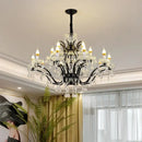 GobekUsa Crystal Candle Chandelier Lighting: Farmhouse Dining Kitchen Pendant Lamp