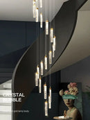 GobekUsa Crystal Ceiling Chandelier: Modern Nordic Design, Long Staircase Pendant Lamp