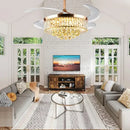 GobekUsa Crystal Ceiling Fan Light Remote Chandelier Bedroom Living Room