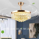 GobekUsa Crystal Ceiling Fan Light Remote Chandelier Bedroom Living Room