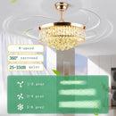 GobekUsa Crystal Ceiling Fan Light Remote Chandelier Bedroom Living Room