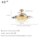 GobekUsa Crystal Ceiling Fan Light Remote Chandelier Bedroom Living Room