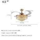 GobekUsa Crystal Ceiling Fan Light Remote Chandelier Bedroom Living Room
