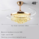 GobekUsa Crystal Ceiling Fan Light Remote Chandelier Bedroom Living Room