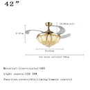 GobekUsa Crystal Ceiling Fan Light Remote Chandelier Bedroom Living Room