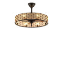 GobekUsa Crystal Ceiling Fan with Birdcage Design, Iron Lampshade, Variable Frequency Remote Control