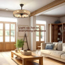 GobekUsa Crystal Ceiling Fan with Birdcage Design, Iron Lampshade, Variable Frequency Remote Control