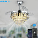 GobekUsa Crystal Ceiling Fan with LED Light and Remote Control
