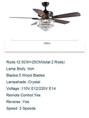GobekUsa Crystal Ceiling Fan with Light & Remote Control, 52 Inch Luxury Design