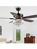 GobekUsa Crystal Ceiling Fan with Light & Remote Control, 52 Inch Luxury Design