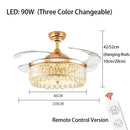 GobekUsa Crystal Ceiling Fans with LED Light & Remote Control, Gold Finish