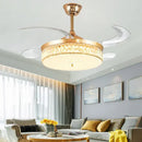 GobekUsa Crystal Ceiling Fans with LED Light & Remote Control, Gold Finish