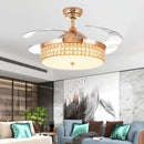 GobekUsa Crystal Ceiling Fans with LED Light & Remote Control, Gold Finish
