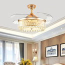 GobekUsa Crystal Ceiling Fans with LED Light & Remote Control, Gold Finish