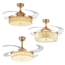GobekUsa Crystal Ceiling Fans with LED Light & Remote Control, Gold Finish