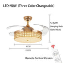 GobekUsa Crystal Ceiling Fans with LED Light & Remote Control, Gold Finish