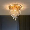 GobekUsa Crystal Ceiling Light: Elegant Hanging Golden Lamp for Home Decor