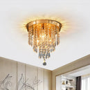 GobekUsa Crystal Ceiling Light: Elegant Hanging Golden Lamp for Home Decor