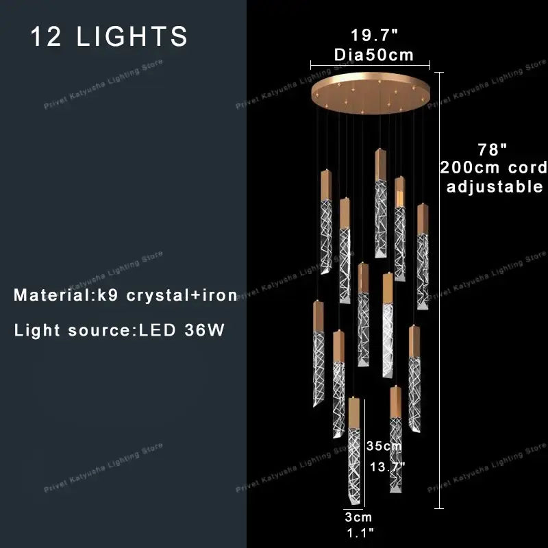 GobekUsa Crystal Ceiling Pendant Lights - Adjustable, Elegant, Circular Design, photo 12 of 15