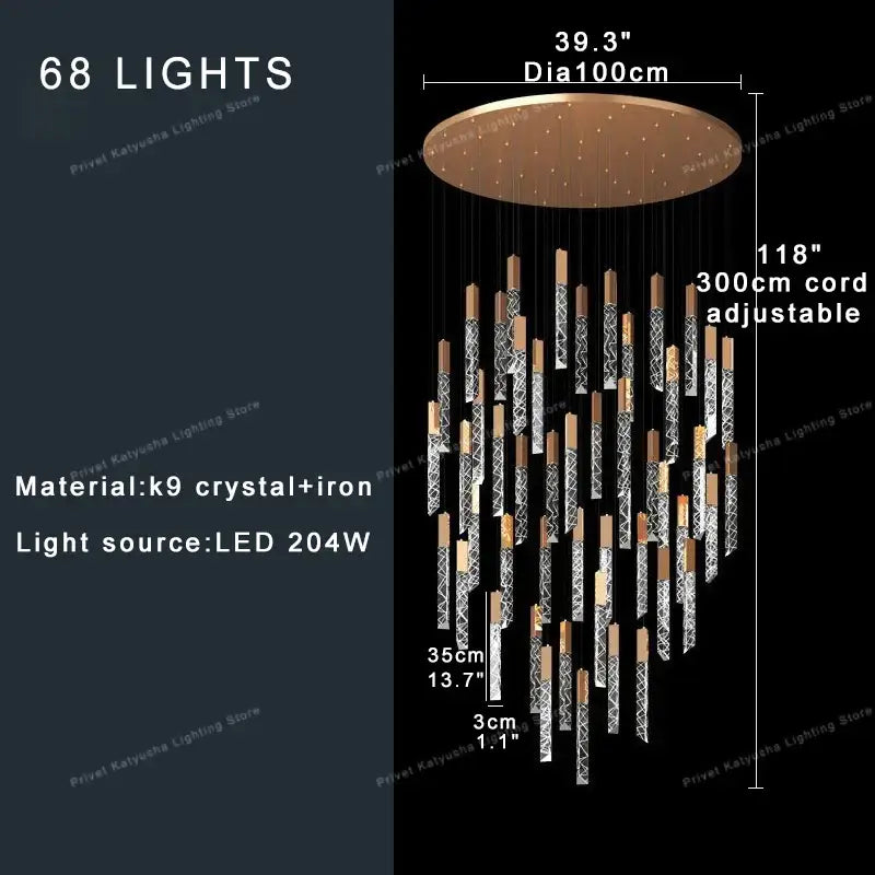 GobekUsa Crystal Ceiling Pendant Lights - Adjustable, Elegant, Circular Design, photo 9 of 15