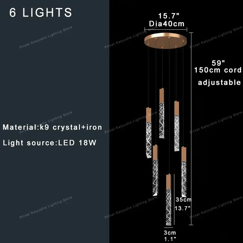 GobekUsa Crystal Ceiling Pendant Lights - Adjustable, Elegant, Circular Design, photo 14 of 15