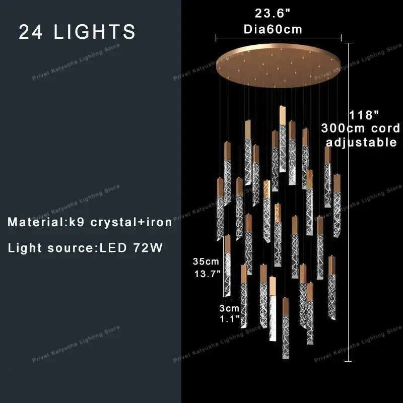 GobekUsa Crystal Ceiling Pendant Lights - Adjustable, Elegant, Circular Design, photo 10 of 15