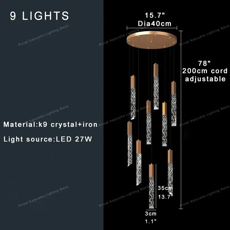 GobekUsa Crystal Ceiling Pendant Lights - Adjustable, Elegant, Circular Design, photo 15 of 15