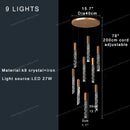 GobekUsa Crystal Ceiling Pendant Lights - Adjustable, Elegant, Circular Design