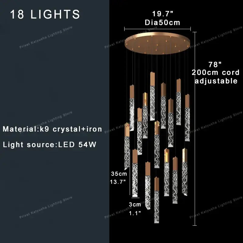 GobekUsa Crystal Ceiling Pendant Lights - Adjustable, Elegant, Circular Design, photo 13 of 15