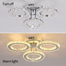 GobekUsa Crystal Chandelier 3Rings Chrome Pendant Light for Bedroom Living Room